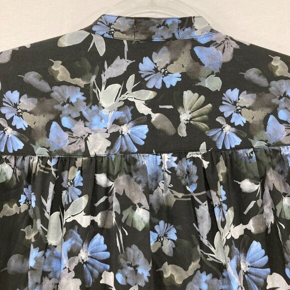 Bella Dahl size Small Black blue Floral Long Sleeve Button Up Feminine Preppy - Picture 11 of 12
